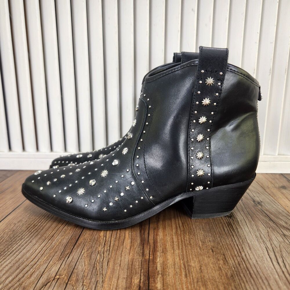 Sam Edelman Brian Studded Ankle Booties Womens Size 6 M Black Western City Boots - Picture 3 of 11